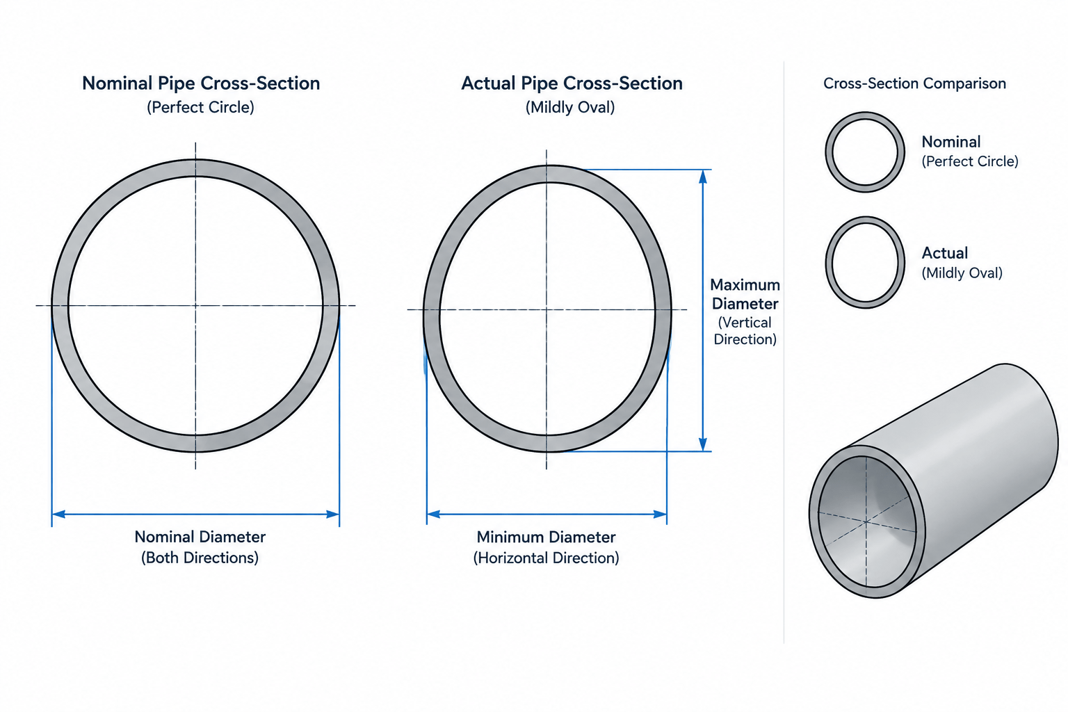Pipe Ovality and Out-of-Roundness: What CAD Models Do Not Show piping engineering illustration