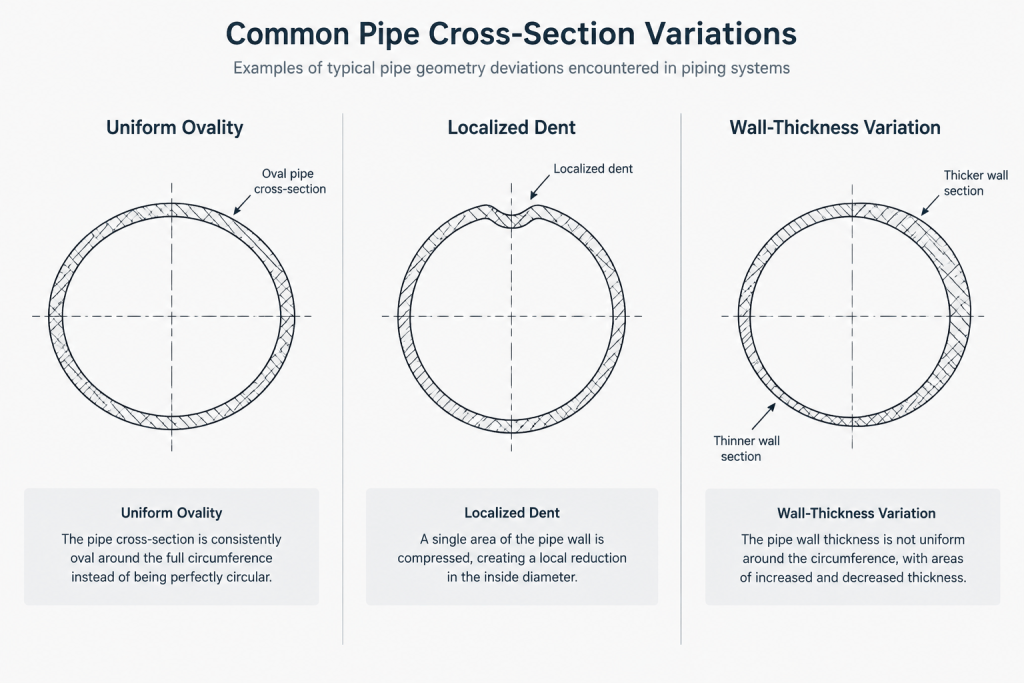Pipe Ovality and Out-of-Roundness: What CAD Models Do Not Show piping engineering illustration
