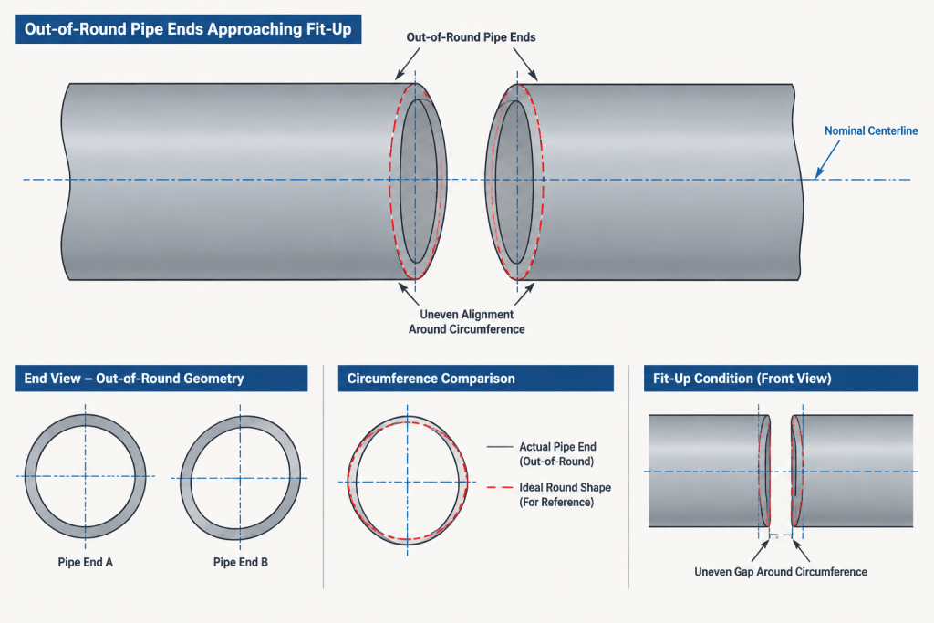 Pipe Ovality and Out-of-Roundness: What CAD Models Do Not Show piping engineering illustration