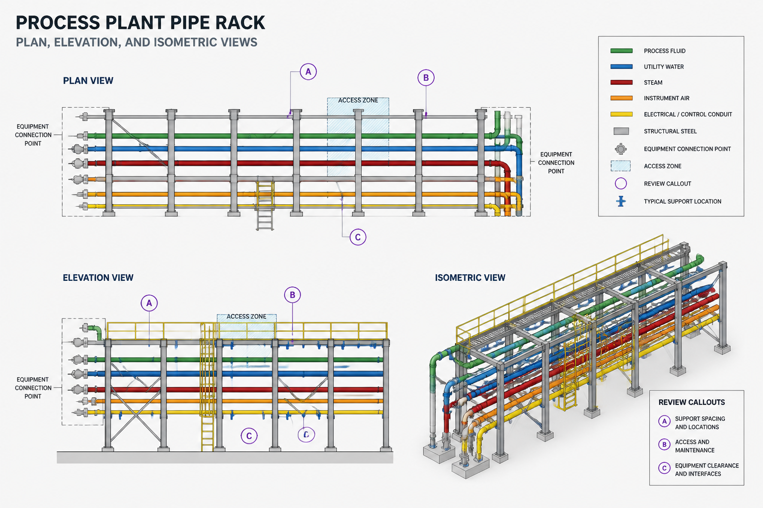 Pipe Rack Layout in CAD: A Practical Routing and Detailing Workflow