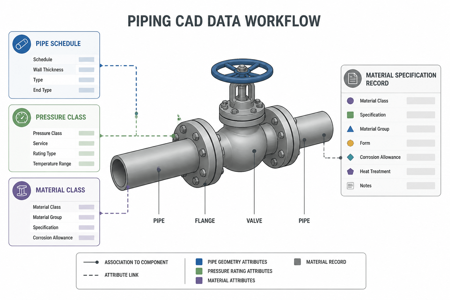 Pipe Schedule, Pressure Class, and Material Class in CAD: How to Keep the Data Consistent