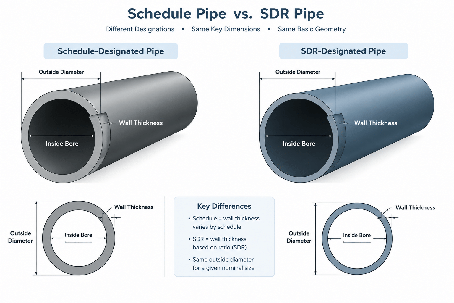 Pipe Schedule vs. SDR: How the Two Wall-Thickness Systems Differ