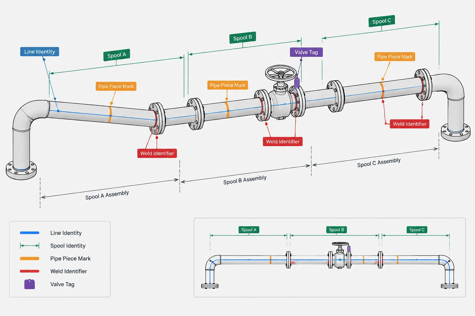 Pipe Spool Numbers, Piece Marks, and Line Numbers: What Each Identifier Controls