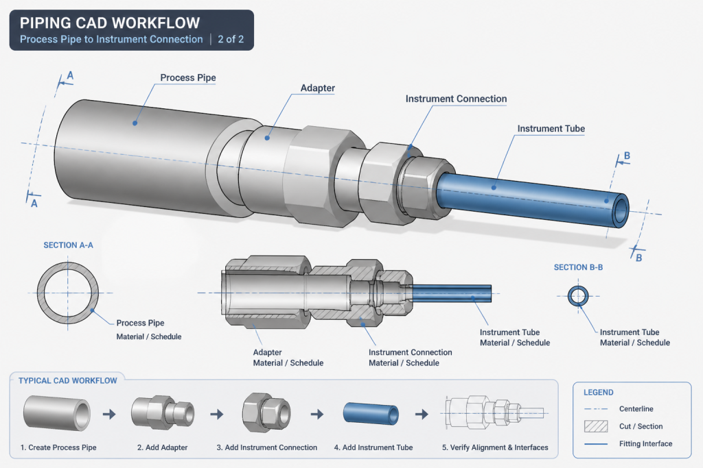 Pipe vs. Tube in CAD and Piping Documentation: Terminology, Selection, and Detailing engineering illustration