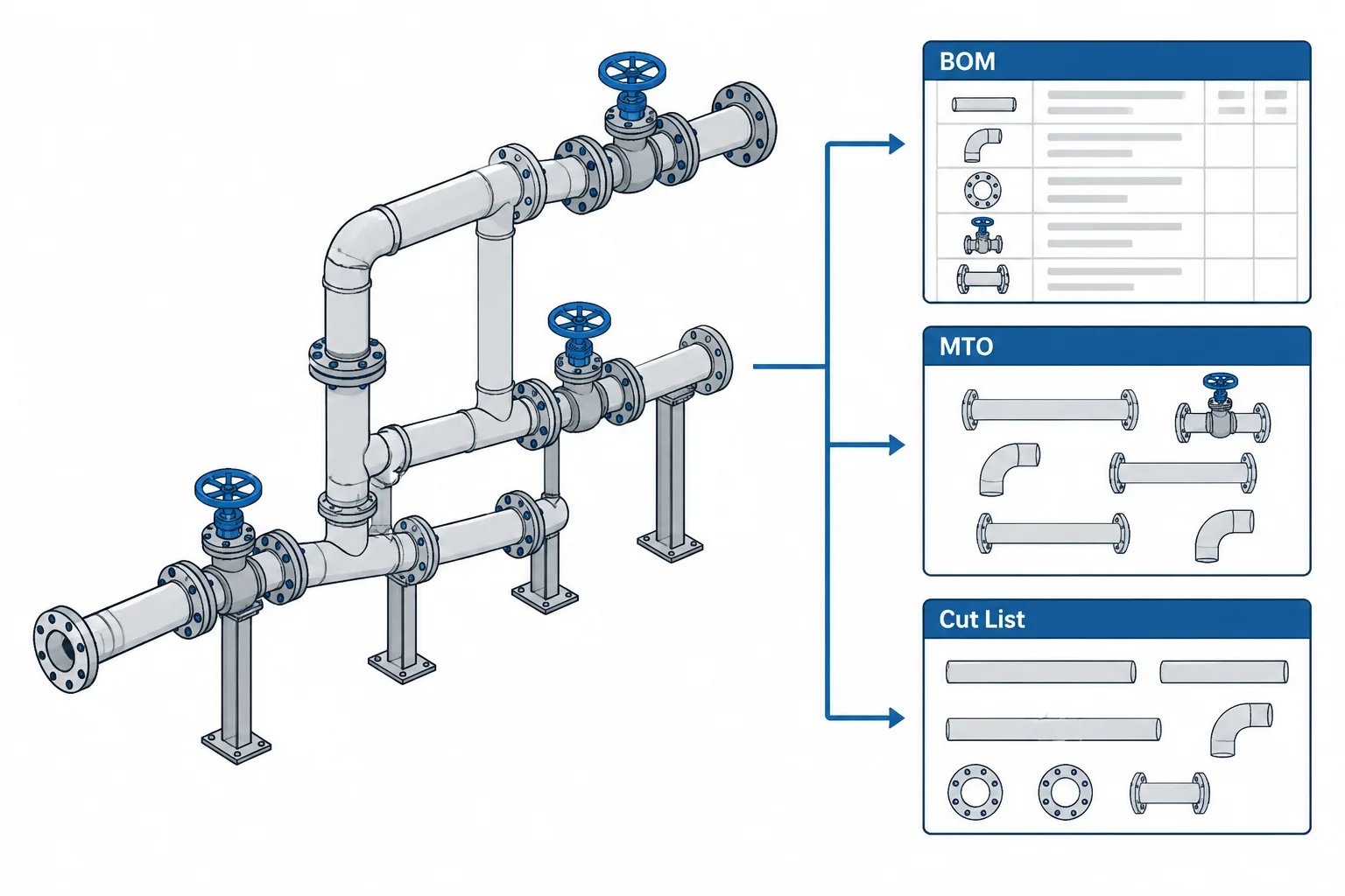 Piping BOM vs. MTO vs. Cut List: What Each Deliverable Controls