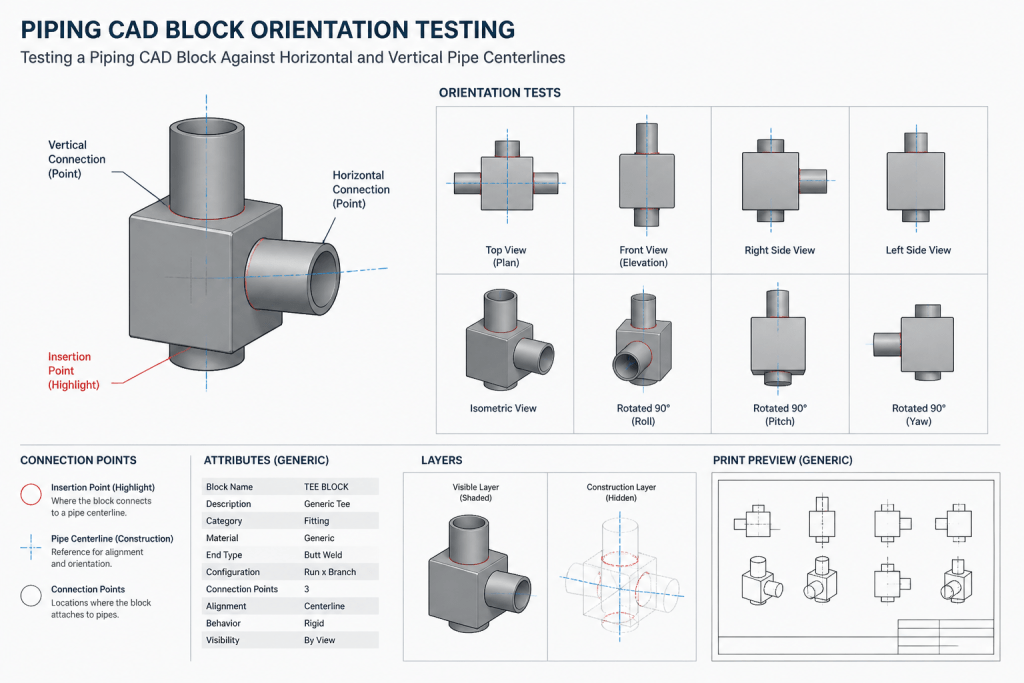 Piping CAD Blocks: How to Build, Use, and Check a Reliable Component Library engineering illustration