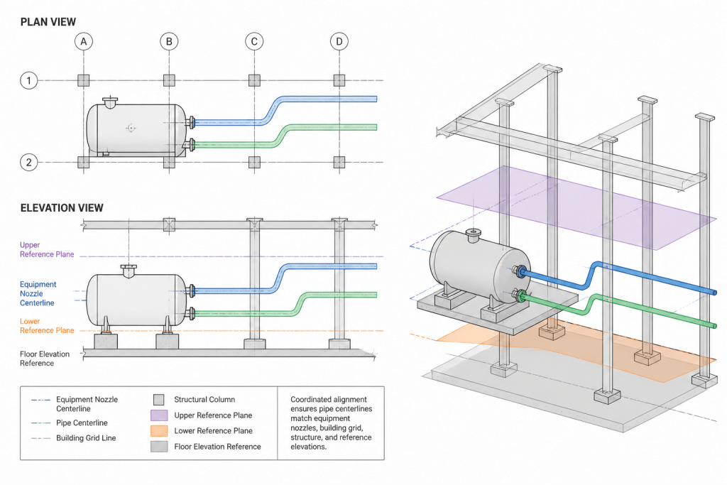 Piping CAD Datums and Coordinate Systems: A Practical Guide to Model Control engineering illustration