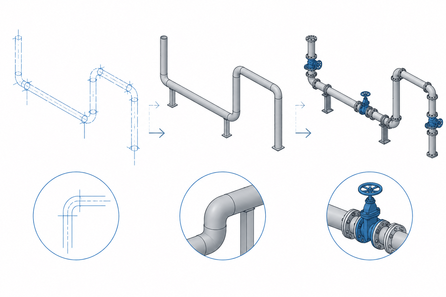 Piping CAD Model Levels of Detail: Matching Geometry to Design Purpose piping engineering illustration