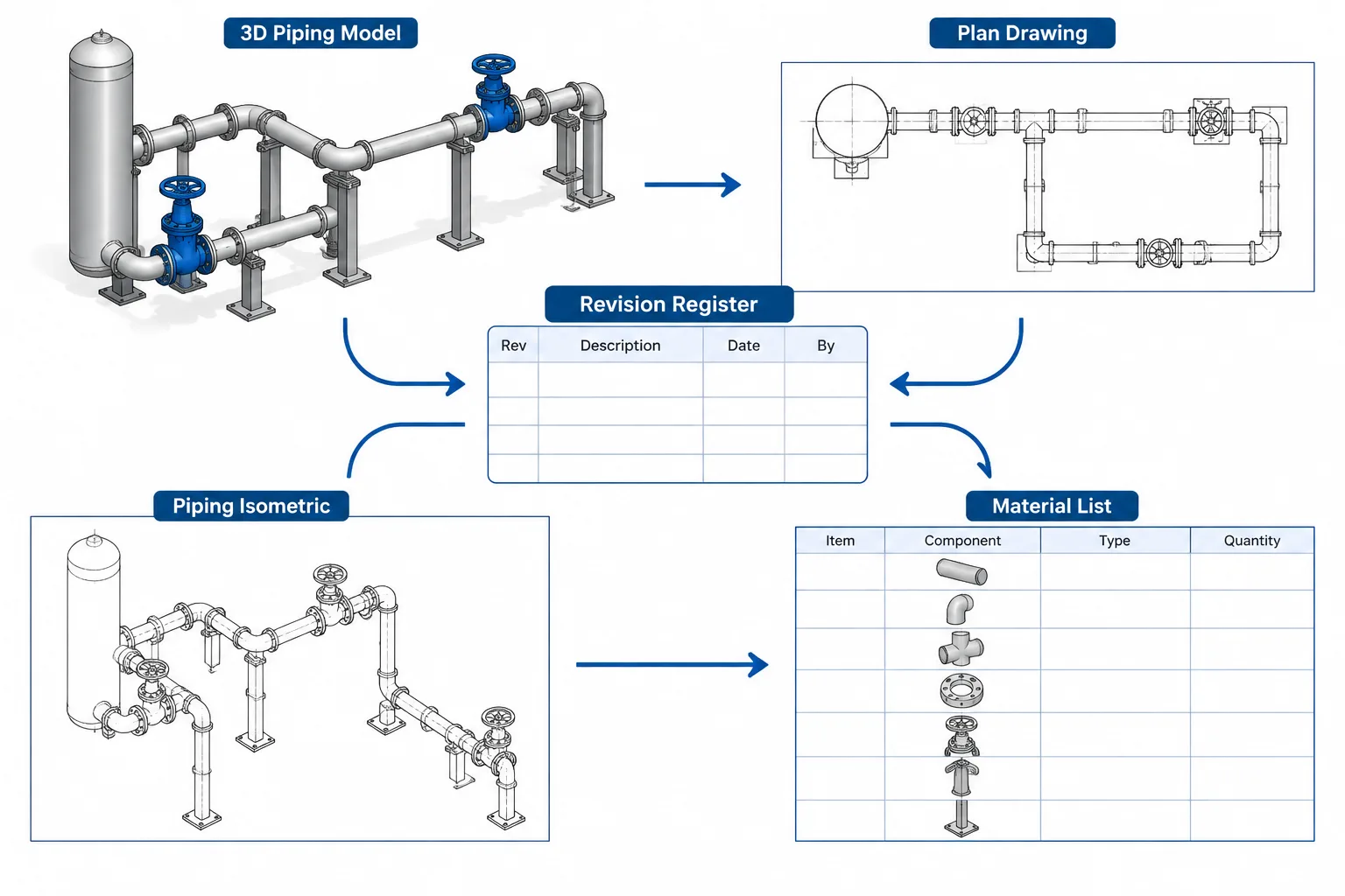 Piping CAD Revision Control: How to Track Model, Drawing, and Data Changes piping engineering illustration