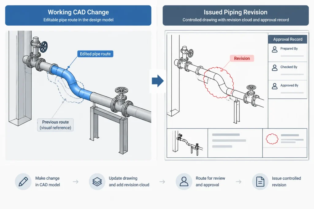 Piping CAD Revision Control: How to Track Model, Drawing, and Data Changes piping engineering illustration