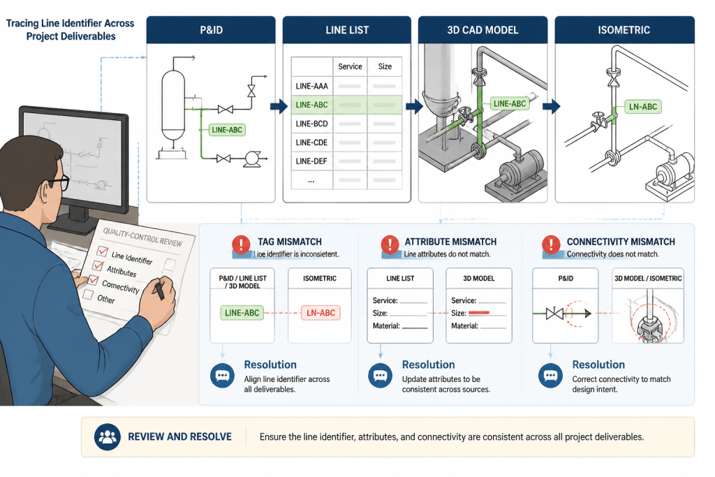 Piping Document Handoffs: How P&IDs, Line Lists, Isometrics, and CAD Models Work Together engineering illustration