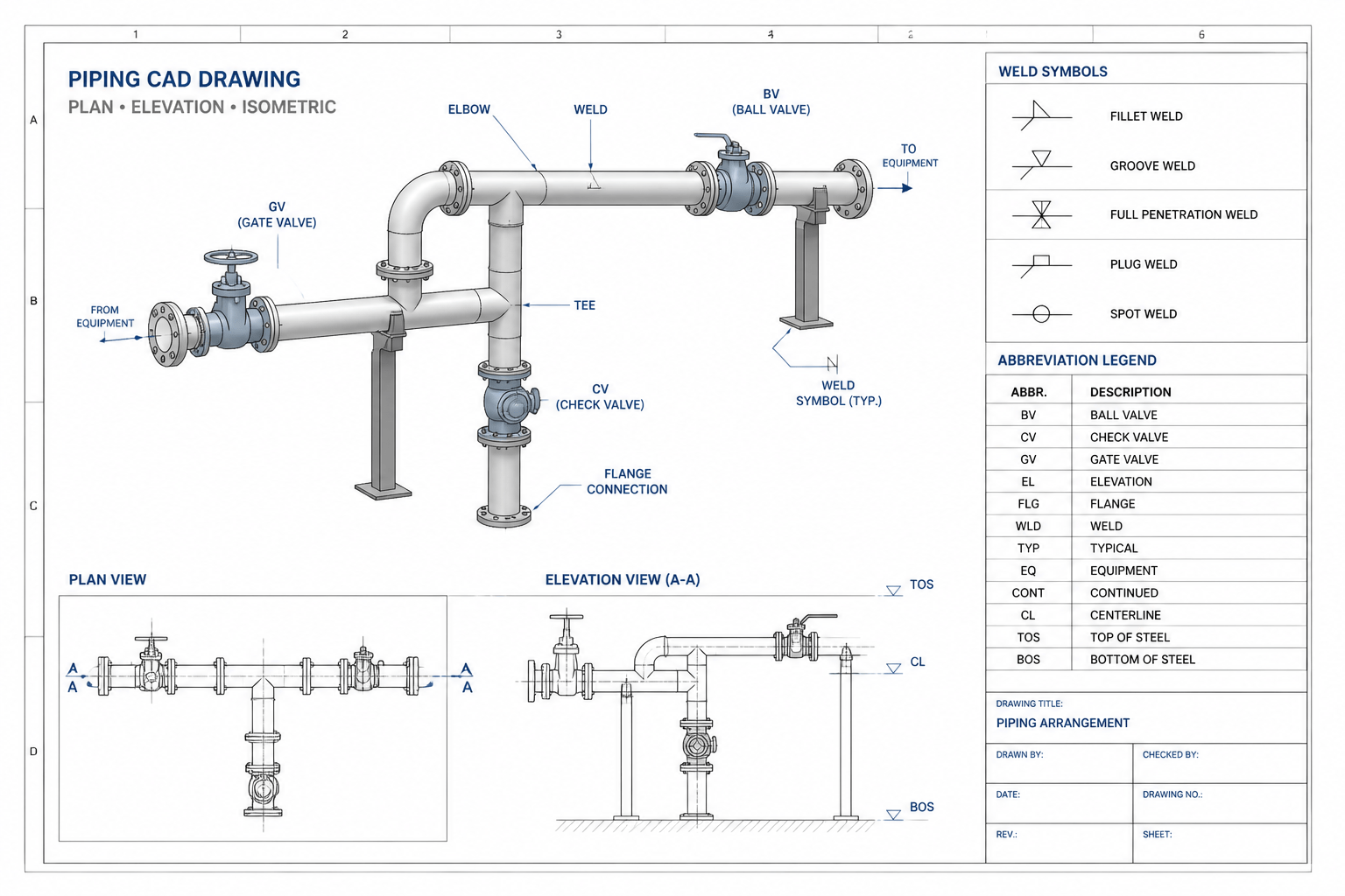 Piping Drawing Abbreviations and Callouts: How to Decode Common CAD Notes