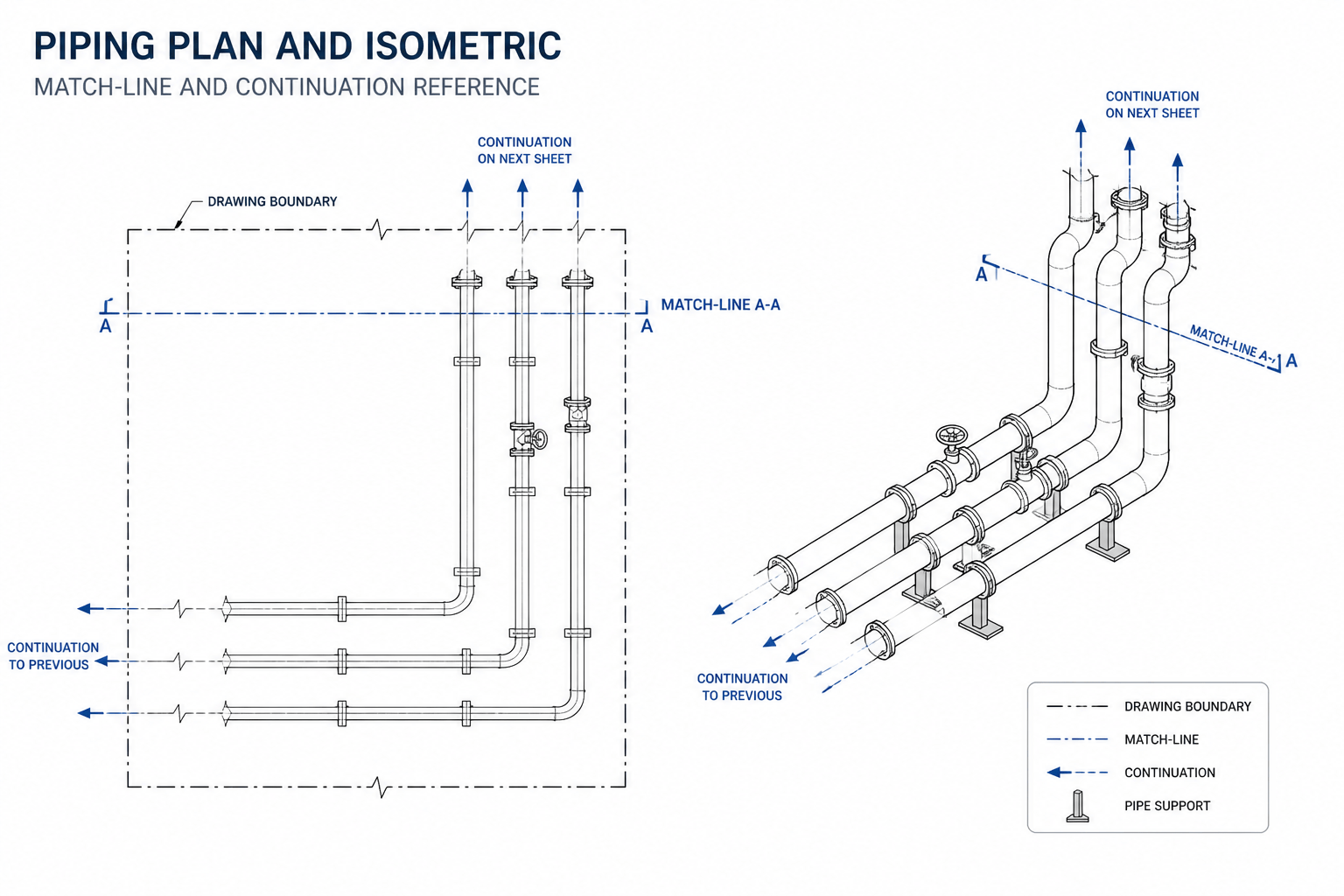 Piping Drawing Match Lines and Continuation Symbols: A Practical CAD Guide