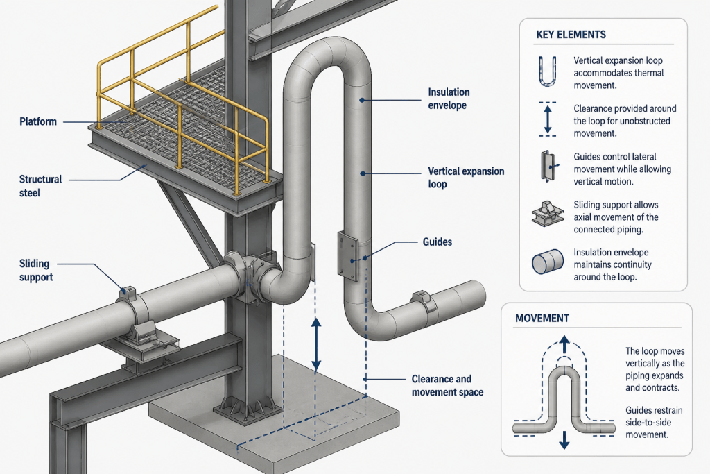 Piping Expansion Loops in CAD: A Practical Layout and Detailing Guide engineering illustration