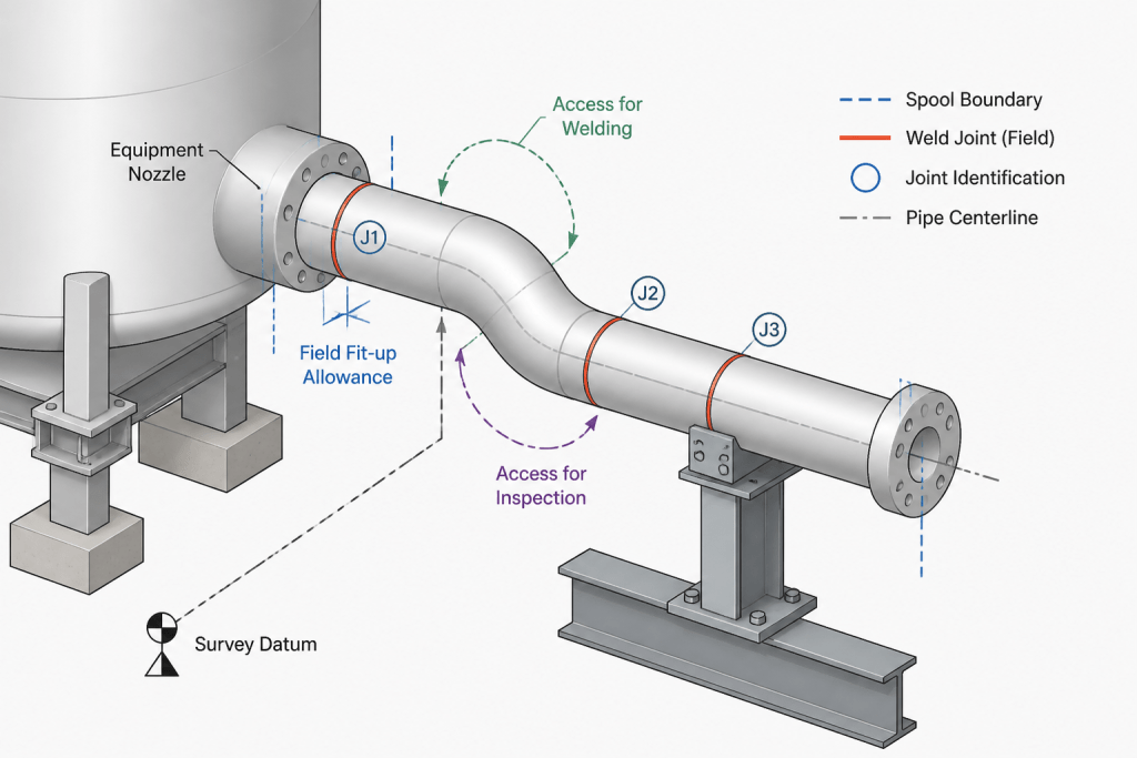 Piping Field Fit-Up Allowances in CAD: A Practical Coordination and Detailing Guide engineering illustration