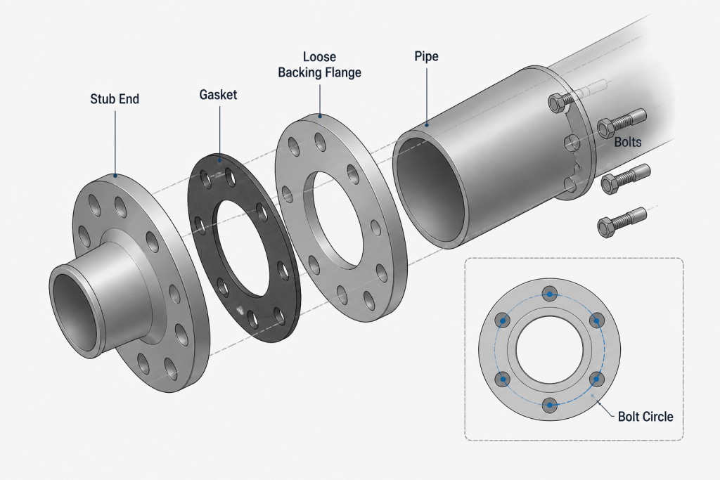 Piping Flange Types in CAD: How to Compare and Detail Common Connections engineering illustration