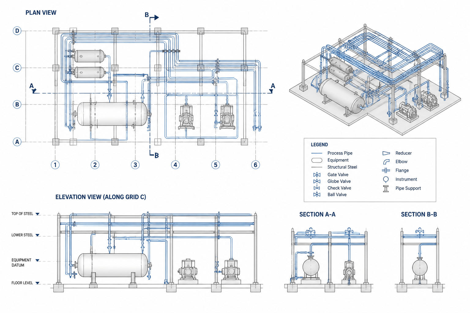 Piping General Arrangement Drawings: How to Read Plans, Sections, and Callouts