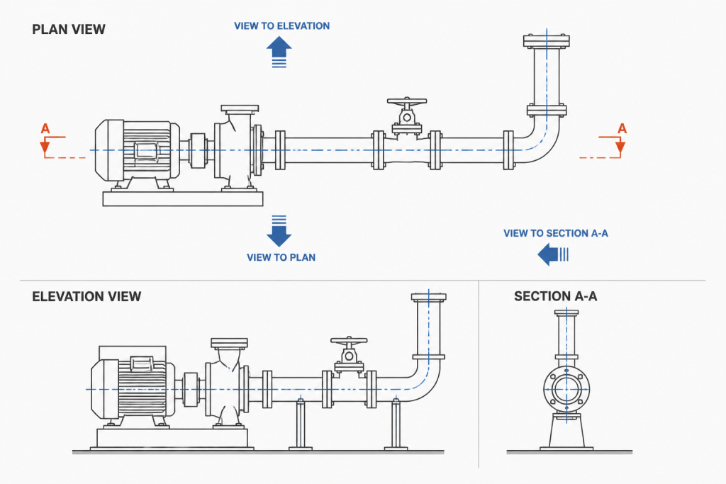 Piping General Arrangement Drawings: How to Read Plans, Sections, and Callouts engineering illustration