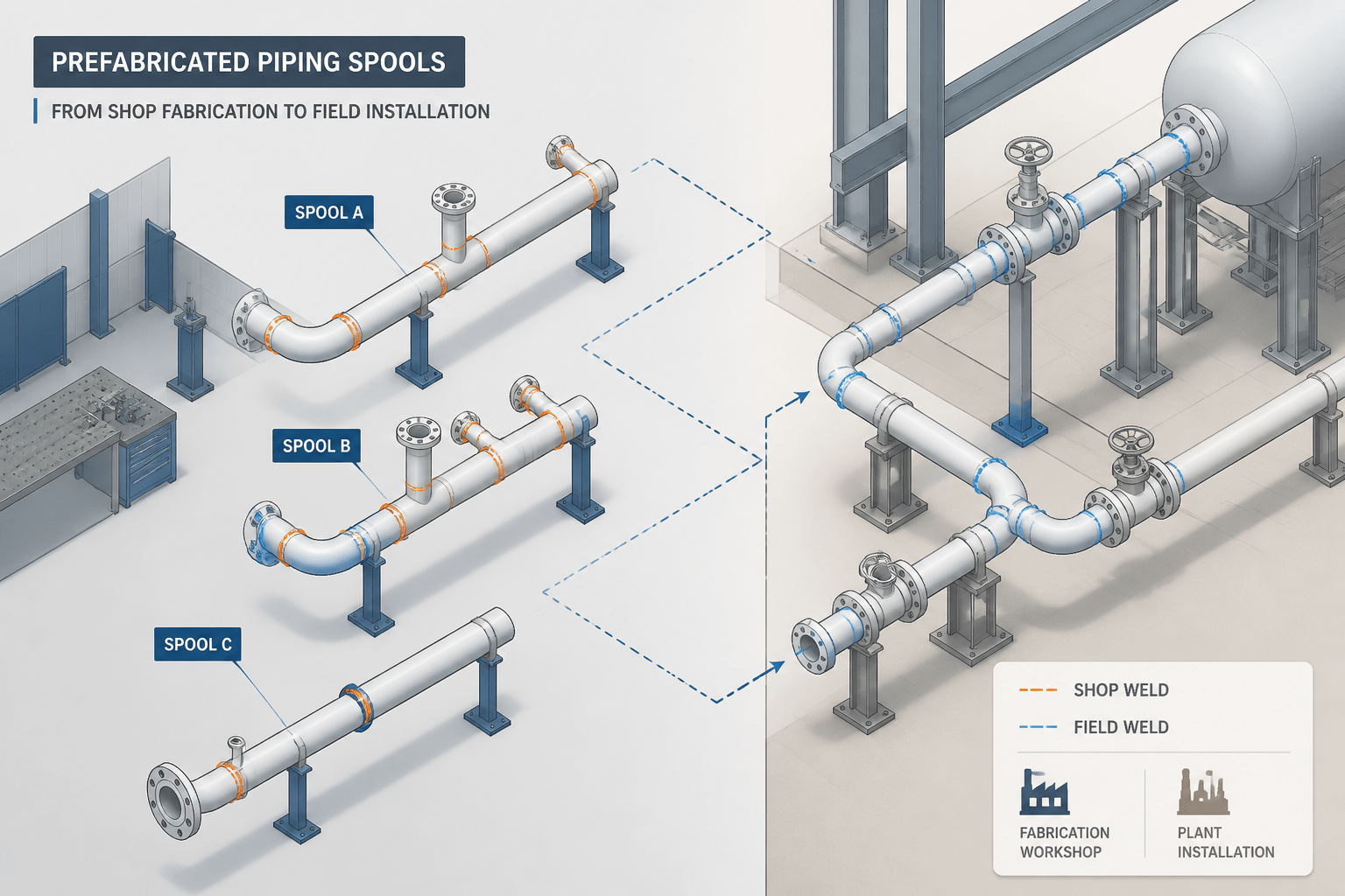 Piping Isometric Shop Welds vs. Field Welds: A Practical CAD Detailing Guide