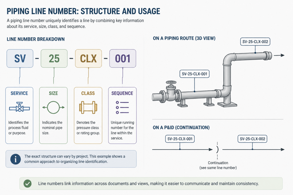 Piping Line Numbers Explained: How to Read, Verify, and Use Them in CAD engineering illustration