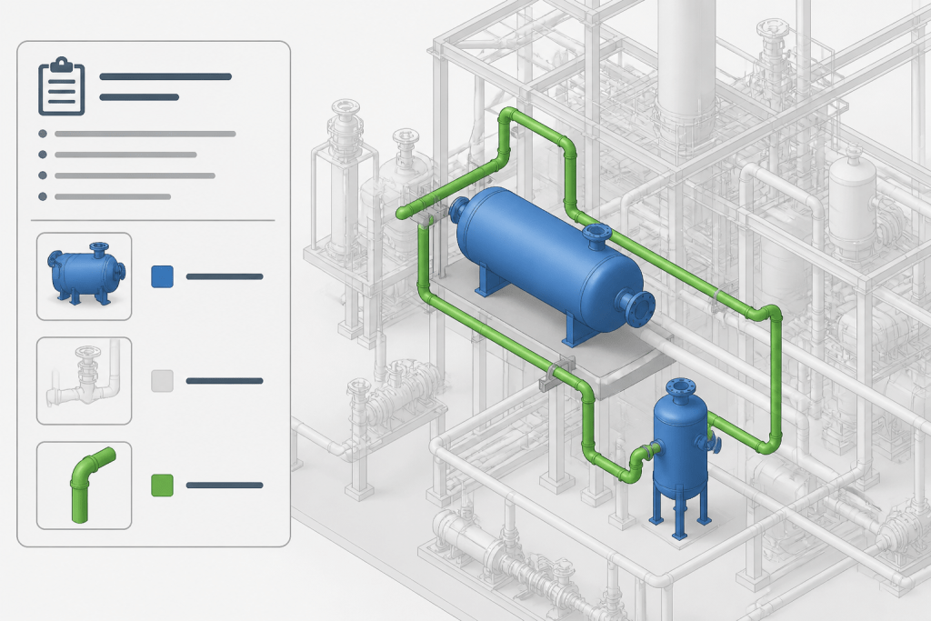 Piping Routing Studies in CAD: How to Compare Alternatives Without Losing Design Intent engineering illustration