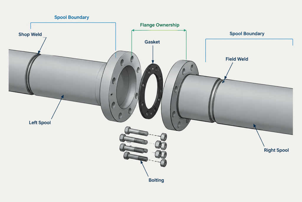 Piping Spool Breaks in CAD: Planning Fabrication, Transport, and Field Assembly engineering illustration