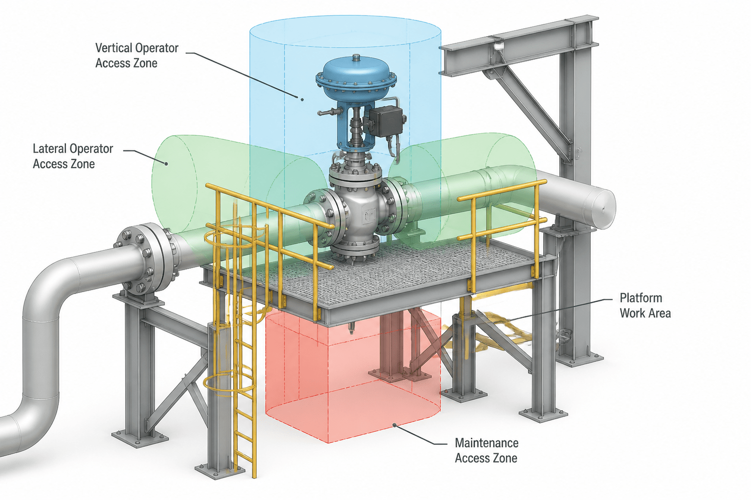 Piping Valve Access and Maintenance Clearances in CAD: A Practical Detailing Guide