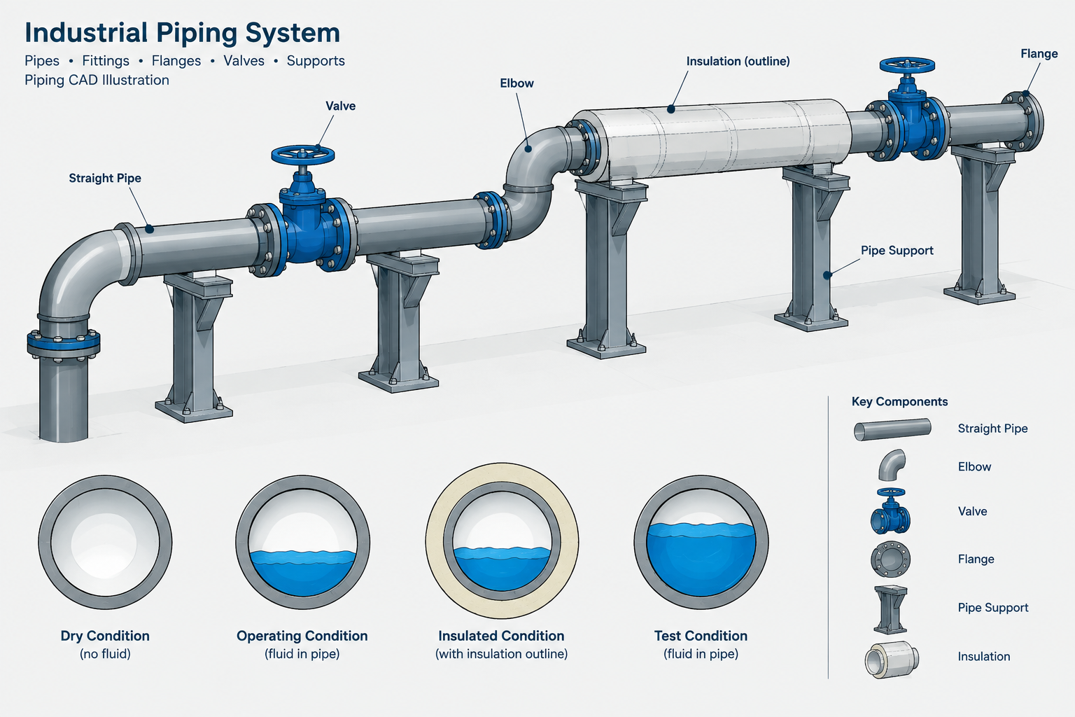 Piping Weight Data in CAD: Dry, Operating, Test, and Insulated Loads