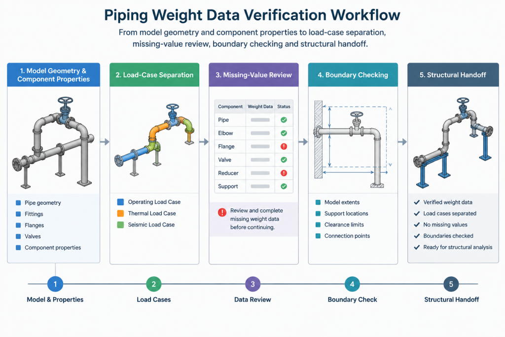 Piping Weight Data in CAD: Dry, Operating, Test, and Insulated Loads piping engineering illustration
