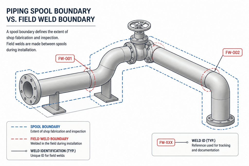 Piping Weld Maps in CAD: How to Link Weld IDs, Spools, and Inspection Records engineering illustration