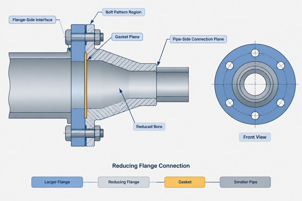 Reducing Flanges vs. Reducer-and-Flange Assemblies in Piping CAD piping engineering illustration