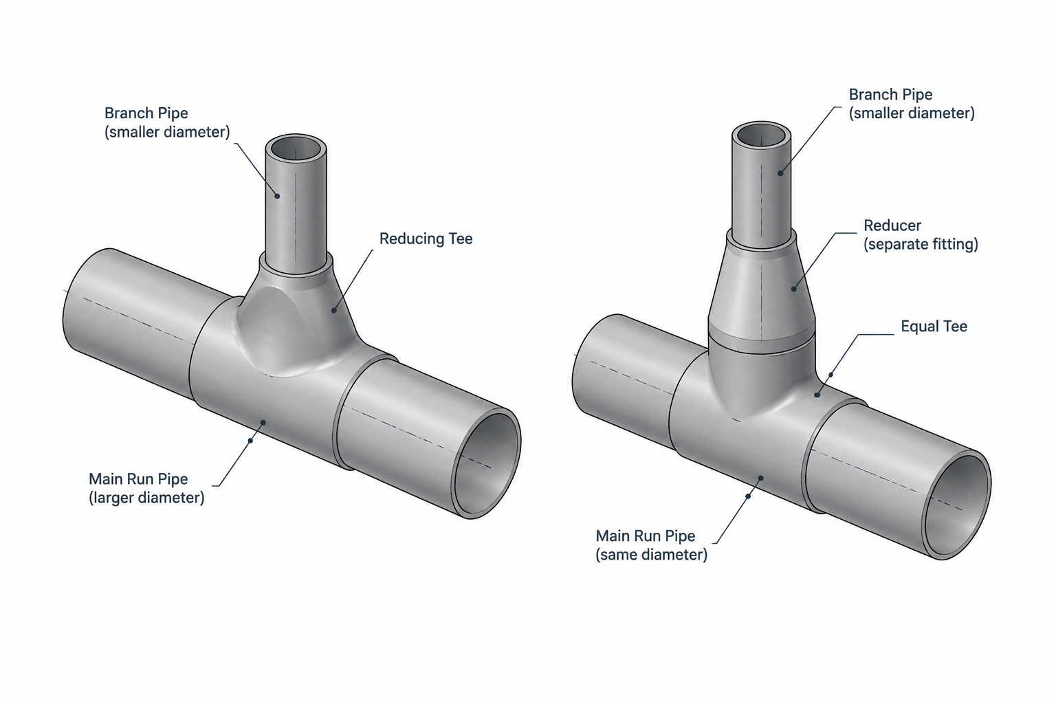 Reducing Tee vs. Equal Tee and Reducer: A Practical Piping Layout Comparison