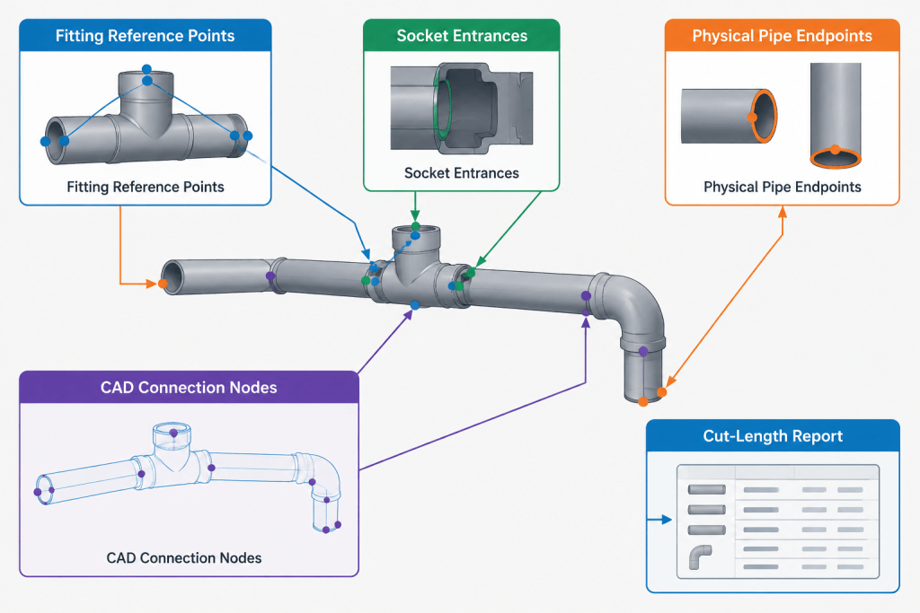 Socket-Weld Piping in CAD: Insertion Depth, Assembly Gap, and Cut-Length Control engineering illustration