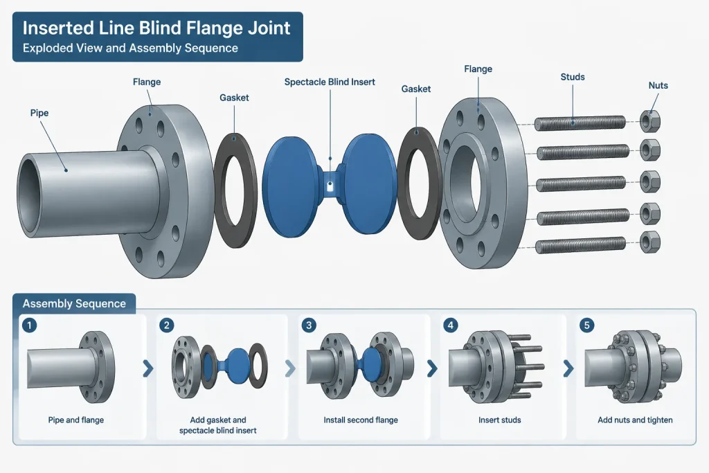Spectacle Blinds, Spades, and Spacers in Piping CAD: Isolation, Status, and Joint Detailing piping engineering illustration