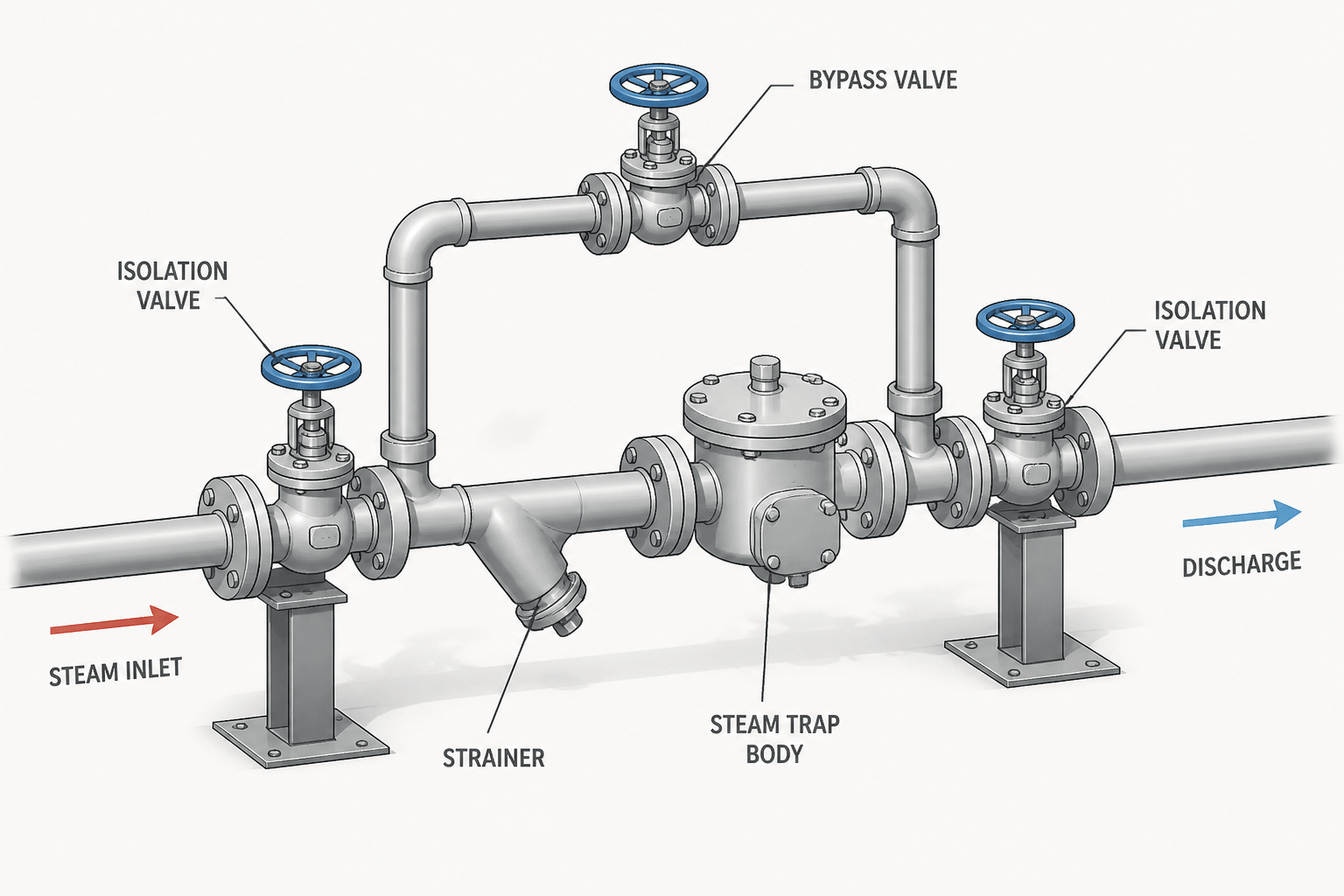 Steam Trap Piping in CAD: How to Show Stations, Bypass Lines, and Drainage Details