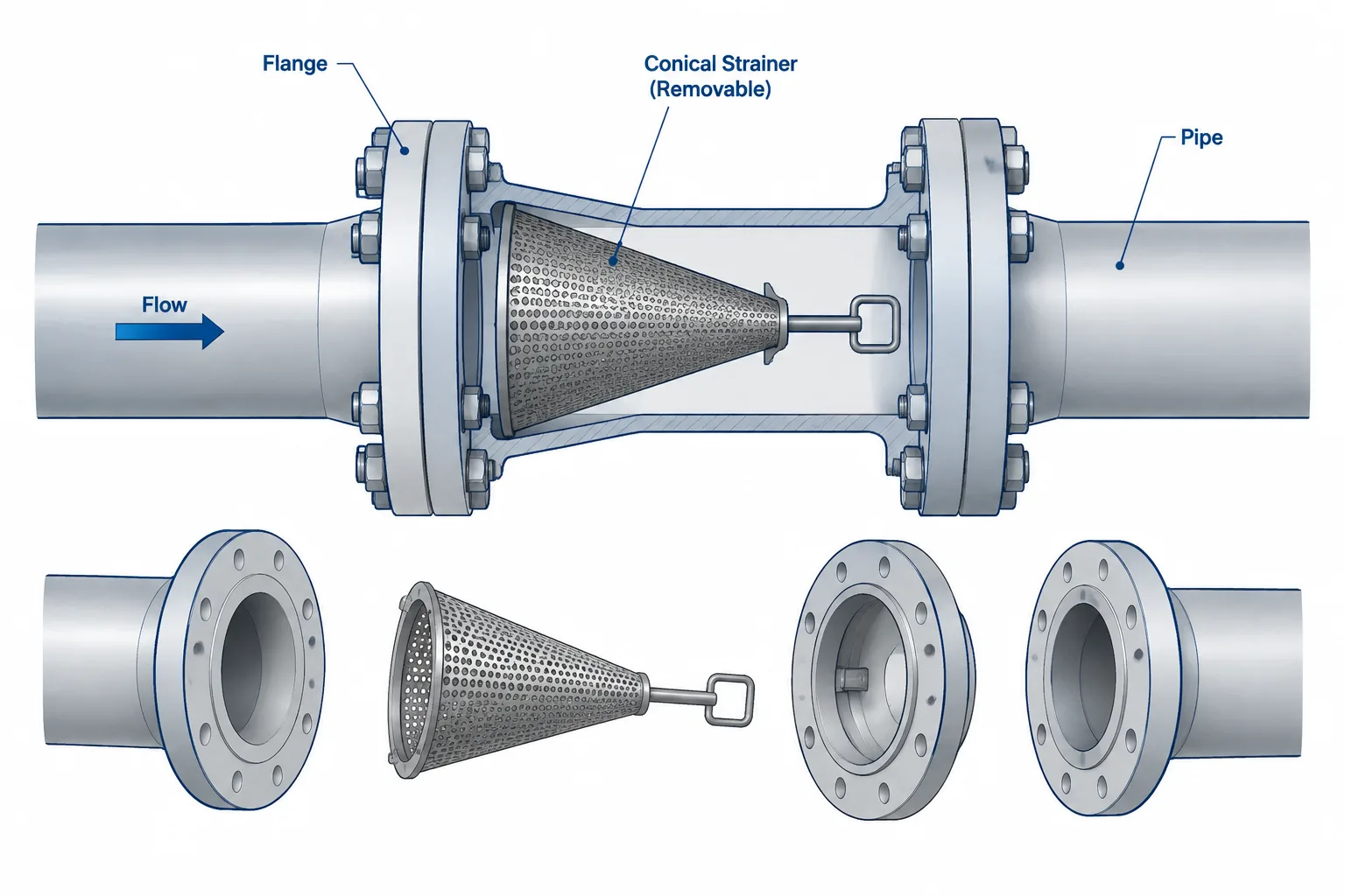 Temporary Strainers in Piping CAD: Placement, Orientation, and Removal Planning