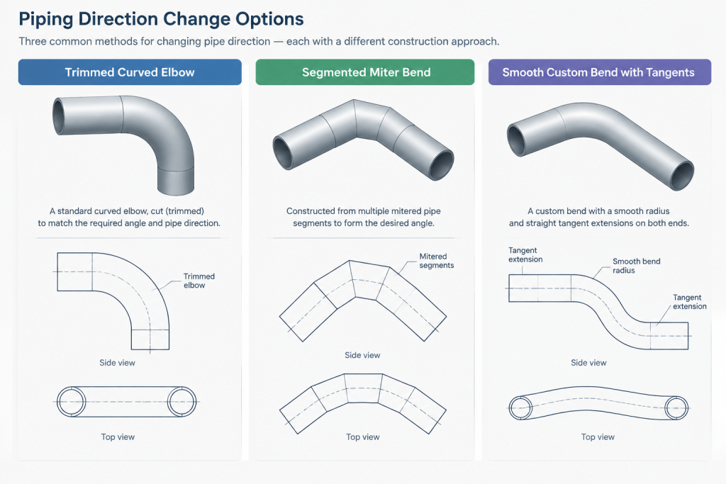 Trimmed Pipe Elbows in CAD: Geometry, Takeout, and Fabrication Documentation piping engineering illustration