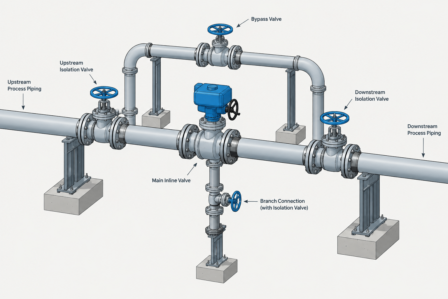 Valve Bypass Piping in CAD: Isolation, Operation, and Maintenance Layout