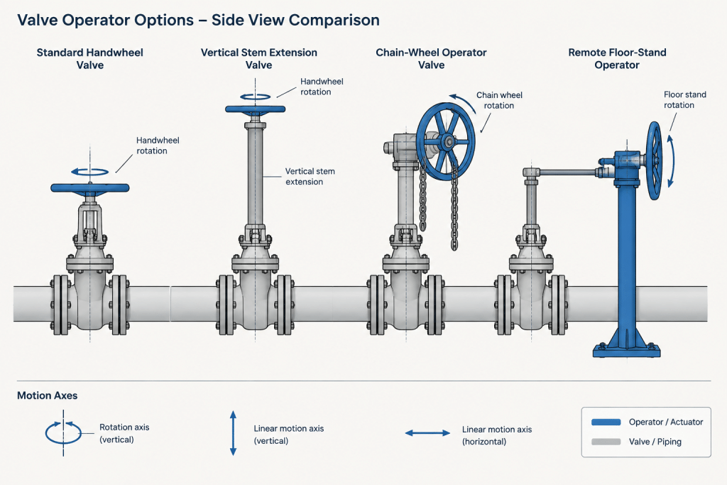 Valve Operator Extensions and Chain Wheels in Piping CAD: A Practical Layout Guide piping engineering illustration