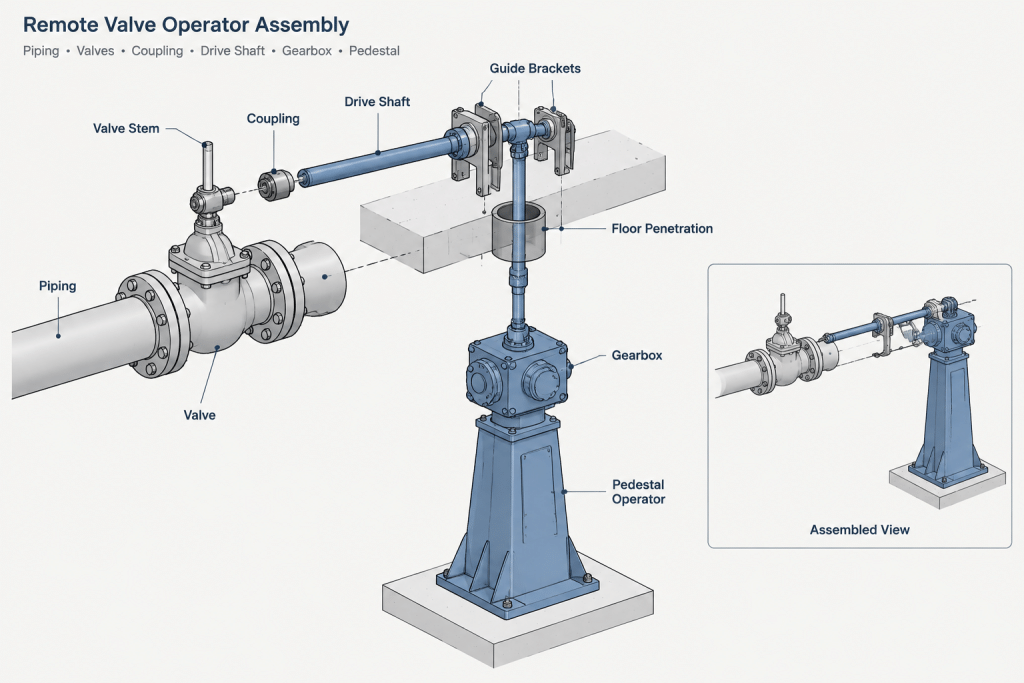 Valve Operator Extensions and Chain Wheels in Piping CAD: A Practical Layout Guide piping engineering illustration