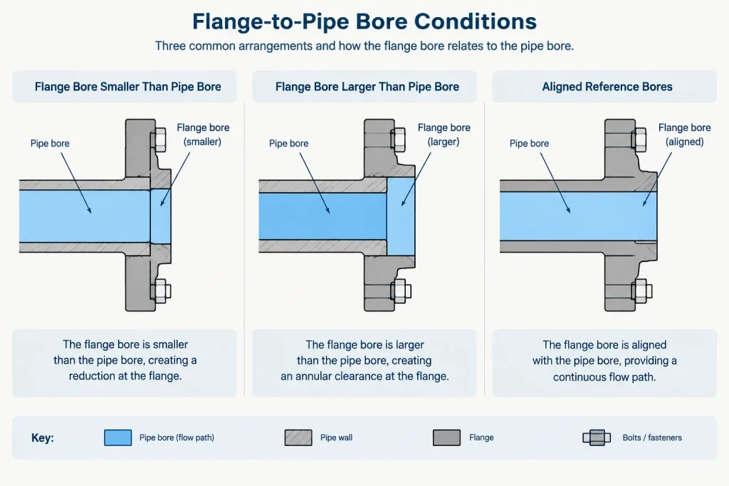 Weld Neck Flange Bore in CAD: Matching the Hub, Pipe Wall, and Weld Detail piping engineering illustration