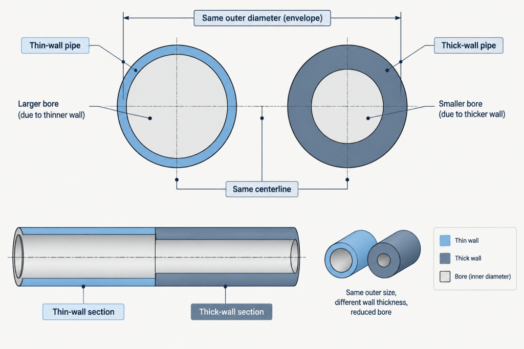 Why Pipe Outside Diameter Usually Stays the Same When Schedule Changes piping engineering illustration