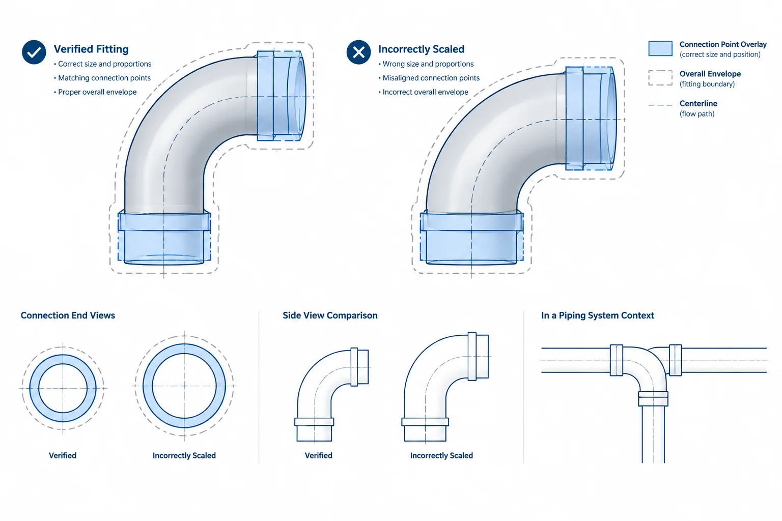 Why Scaling a Piping CAD Block Does Not Create a New Pipe Size