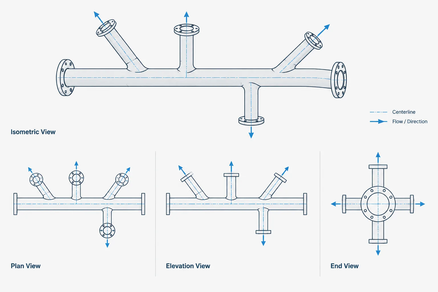 Branch Connection Orientation in Piping CAD: Clocking, Coordinates, and Isometric Control