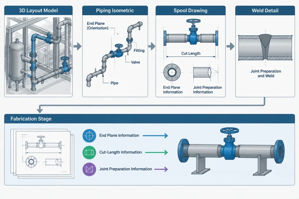 Butt-Weld End Preparation in Piping CAD: Bevels, Root Faces, and Fit-Up Gaps piping engineering illustration