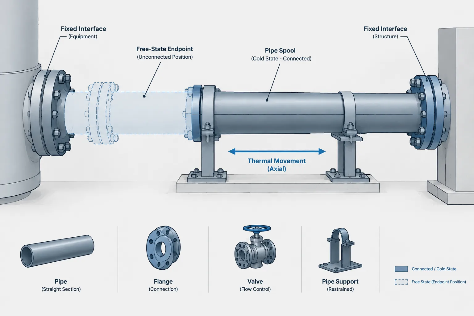 Cold Spring in Piping: Installed Offsets, Fabrication Dimensions, and CAD Control
