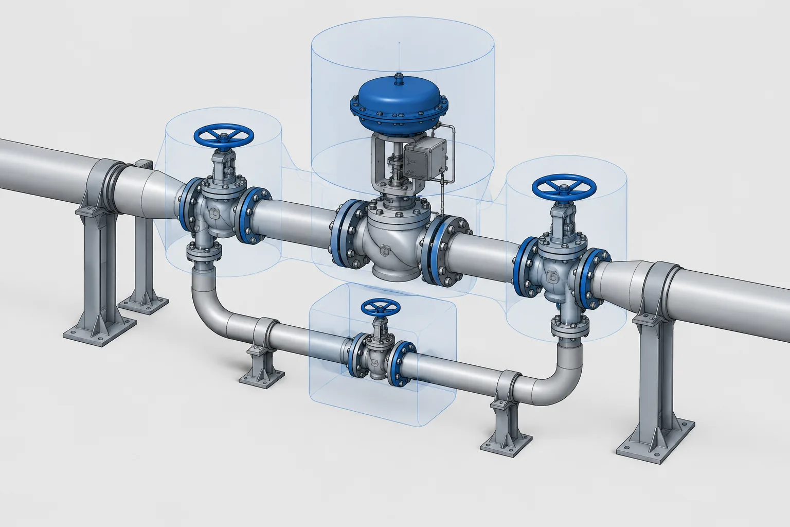 Control Valve Station Layout in Piping CAD: Bypass, Isolation, Access, and Removal