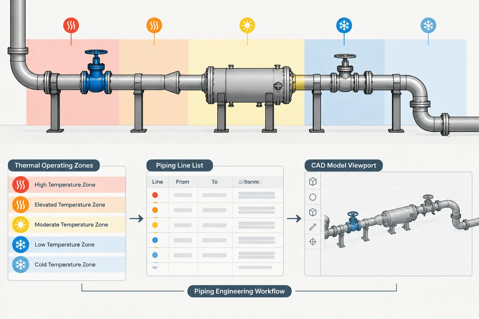 Design Temperature vs. Operating Temperature in Piping: A Documentation and CAD Guide