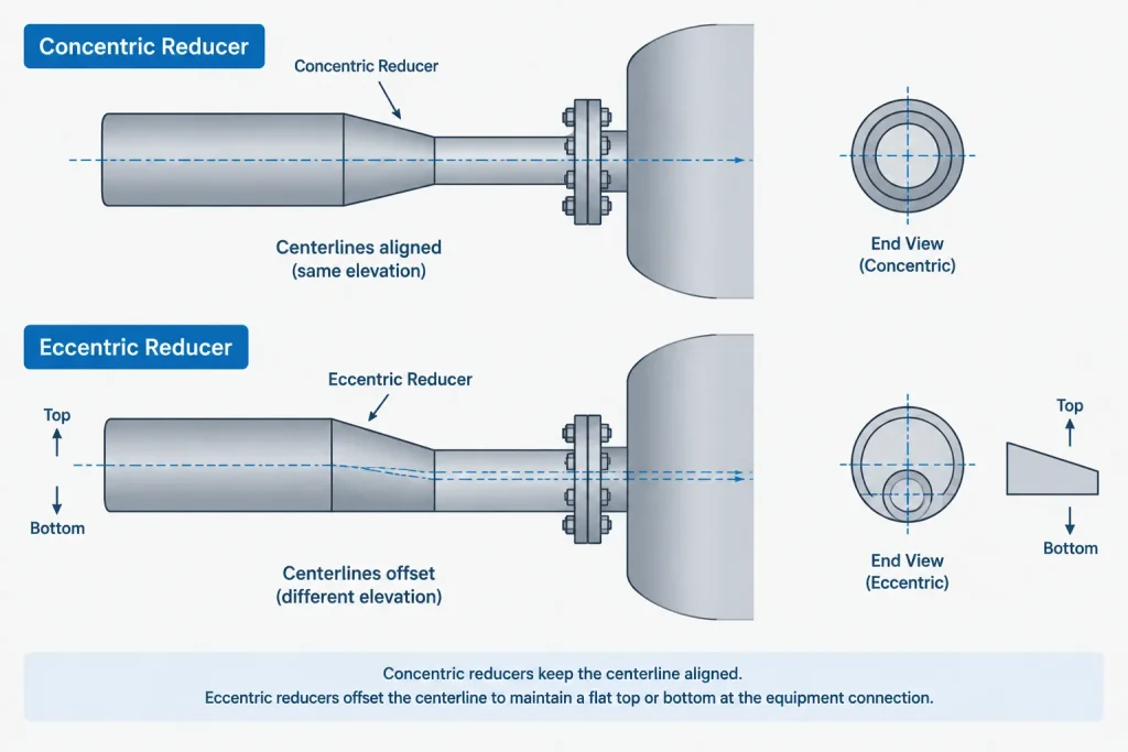 Equipment Nozzle Size Mismatches in Piping CAD: Reducers, Flanges, and Interface Control piping engineering illustration