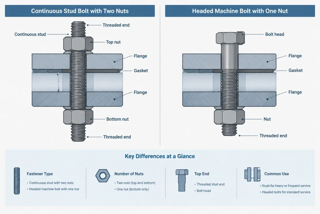Flange Bolt Length in Piping CAD: Joint Stack-Up, Studs, Nuts, and Washers piping engineering illustration